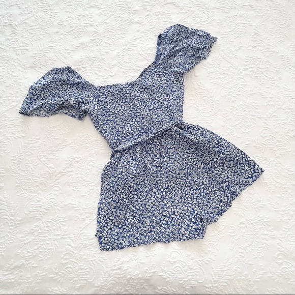 NWOT Lulus Sweet Sensation Blue Floral Print Short Sleeve Romper Small - Picture 8 of 11